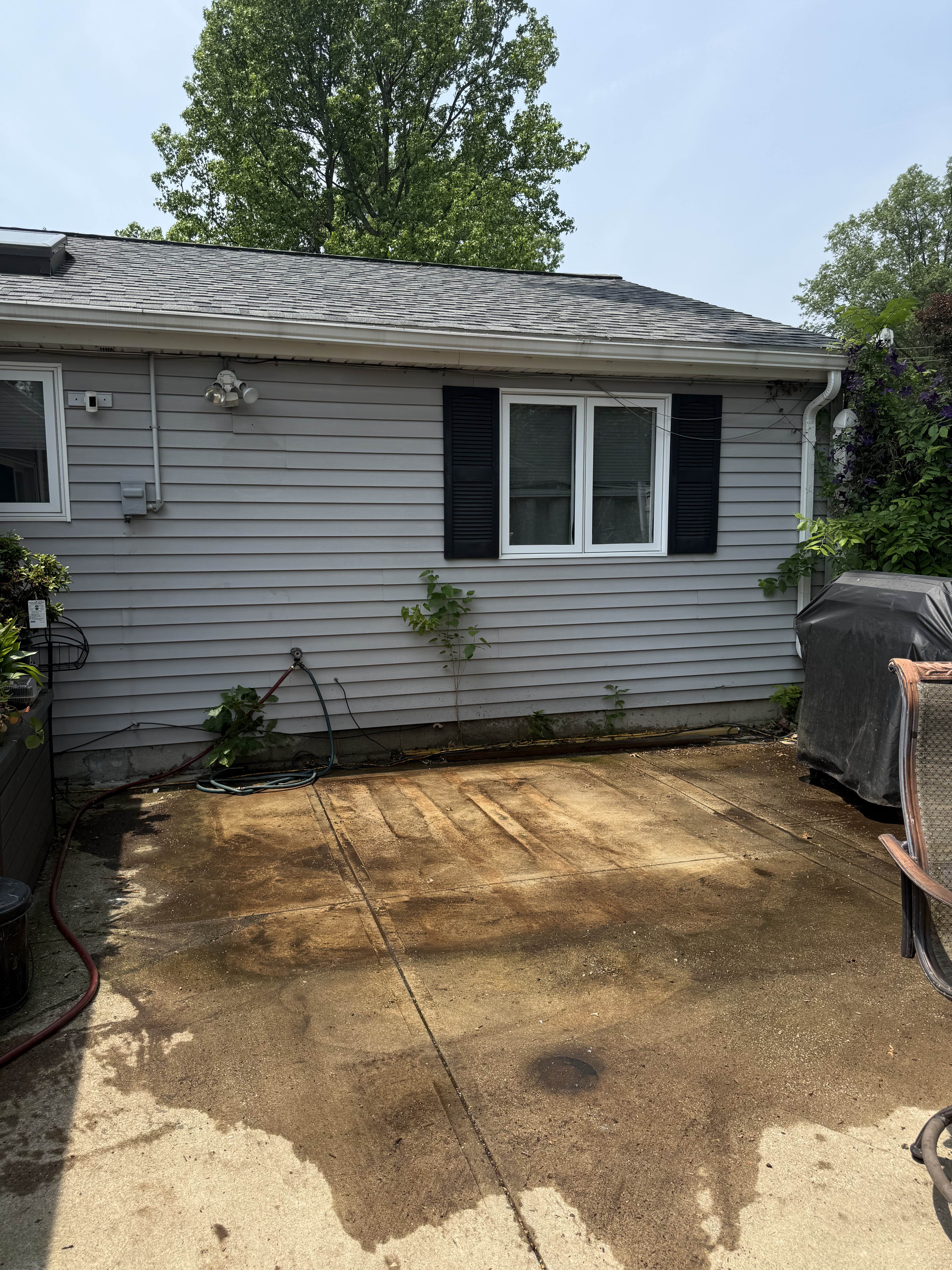Clean patio after hot tub removal