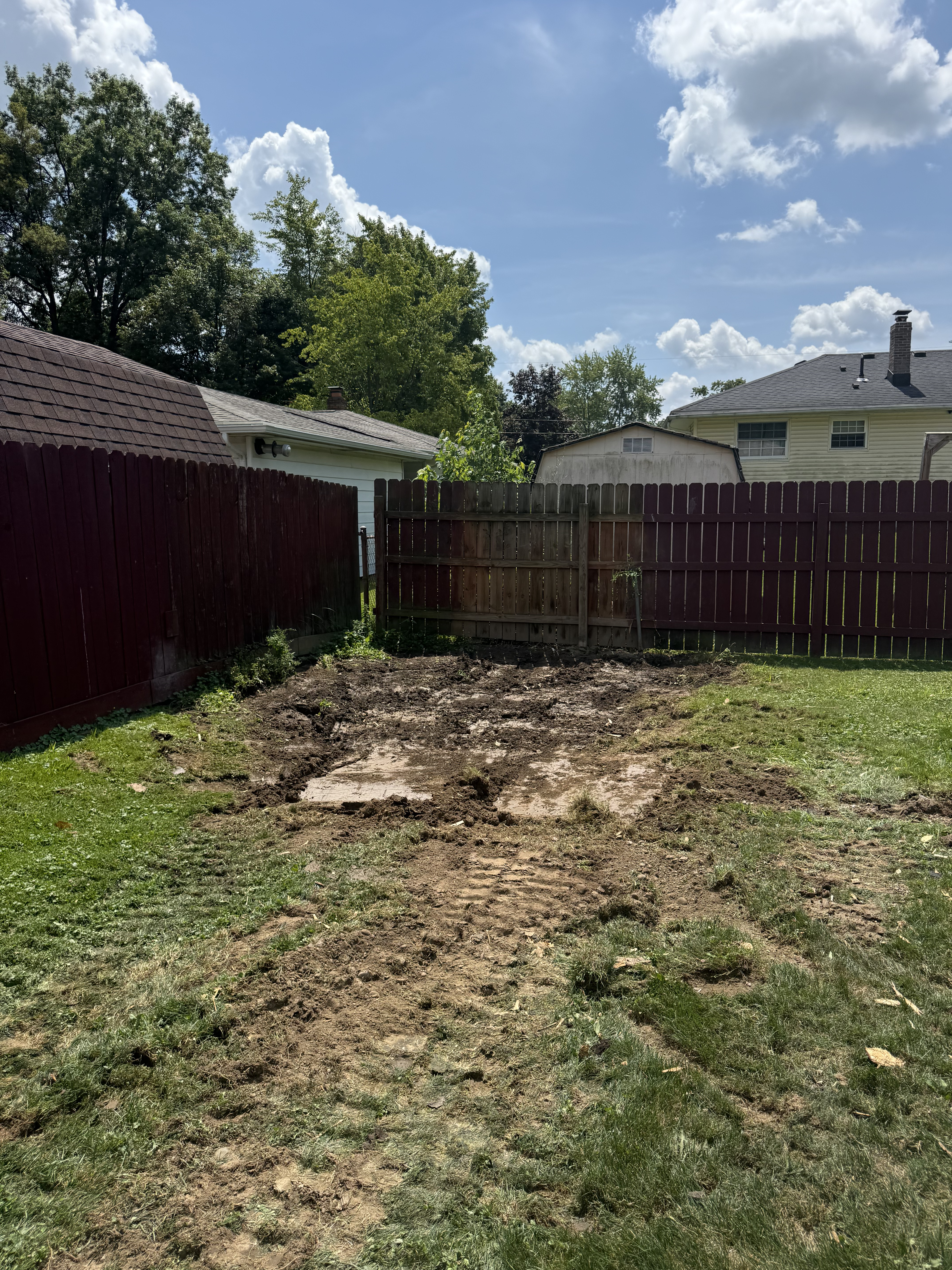 Clean yard after shed demolition
